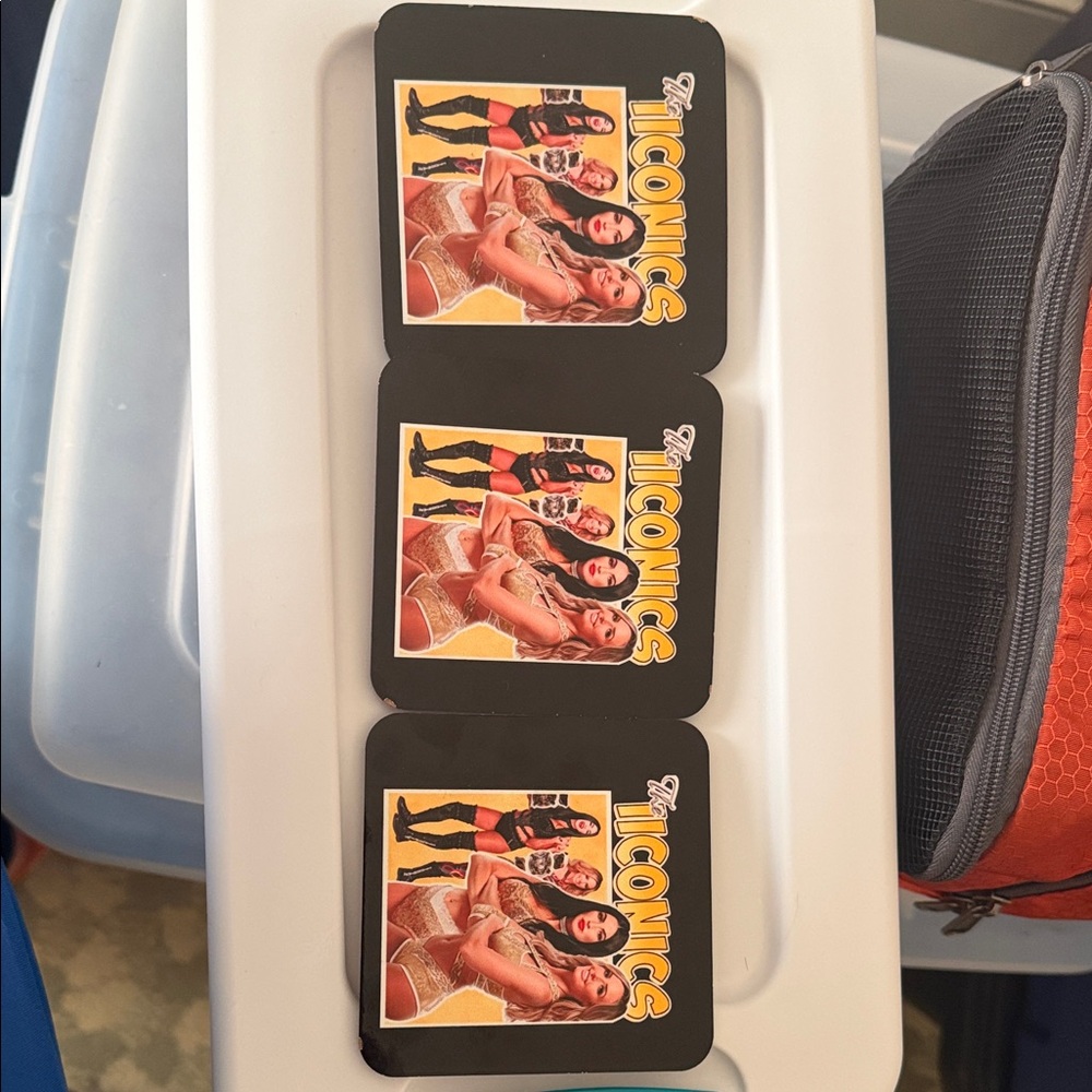 Set of 3 Black WWE The Iconics Coasters